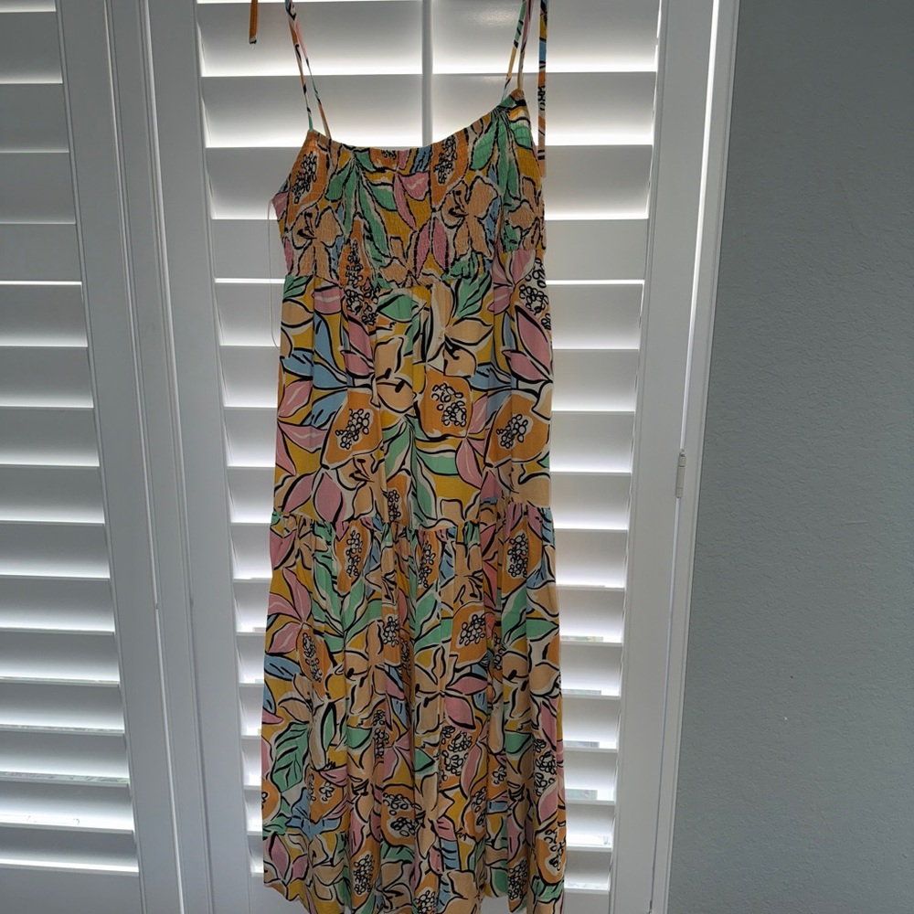 Astr Orange Green Spaghetti Strap Sundress